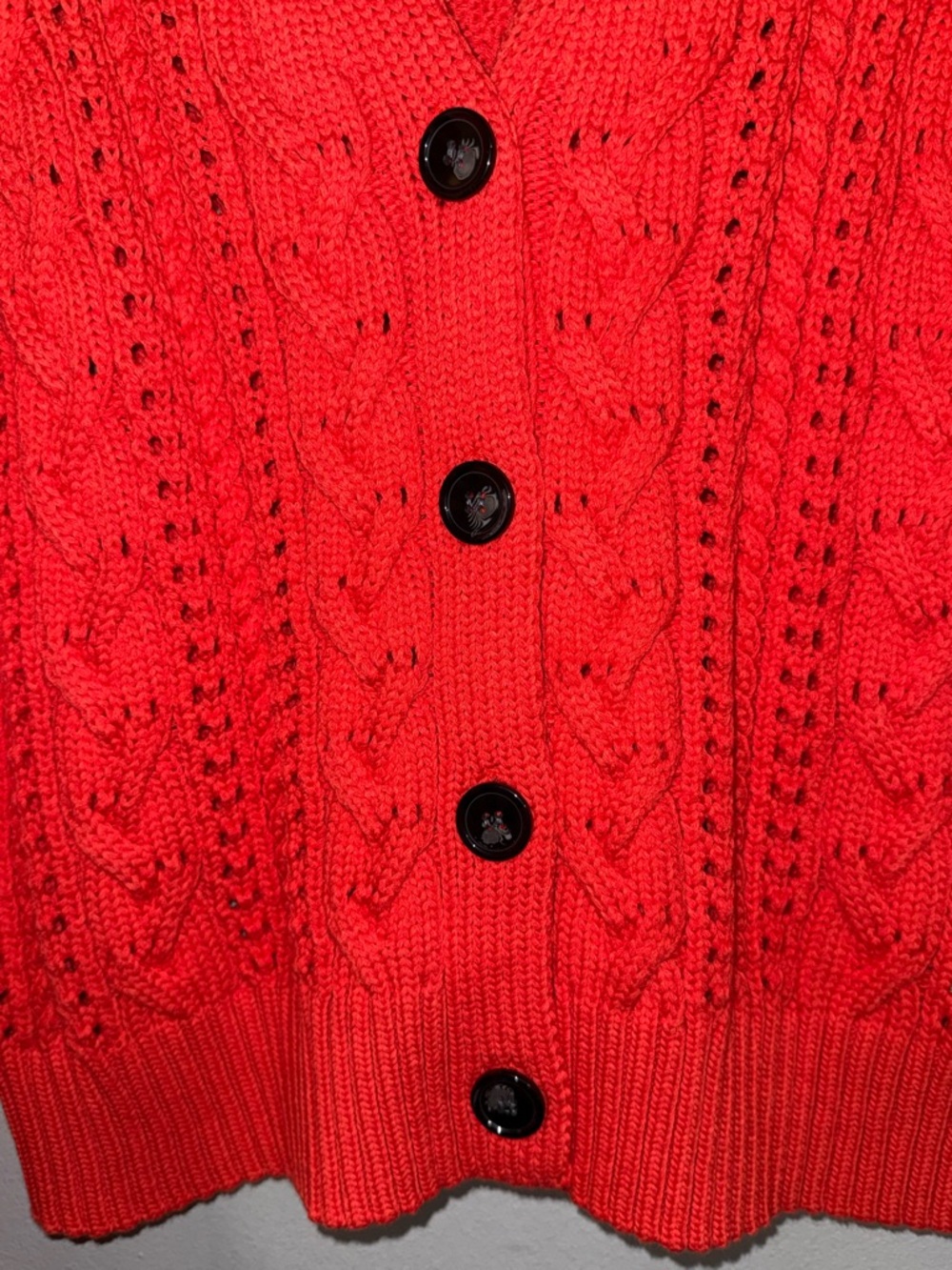 Time and Tru Red Cable-Knit Button Cardigan Sweater Small BNWT - Picture 3 of 6
